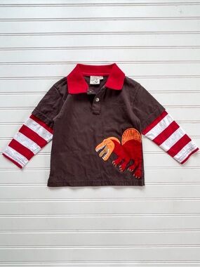 LUIGI KIDS EUC Dinosaur Appliqué Layered Stye Polo Shirt